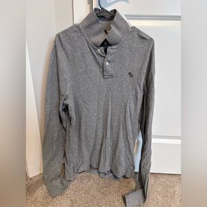 Vintage Abercrombie & Fitch Gray Long Sleeve Polo Large